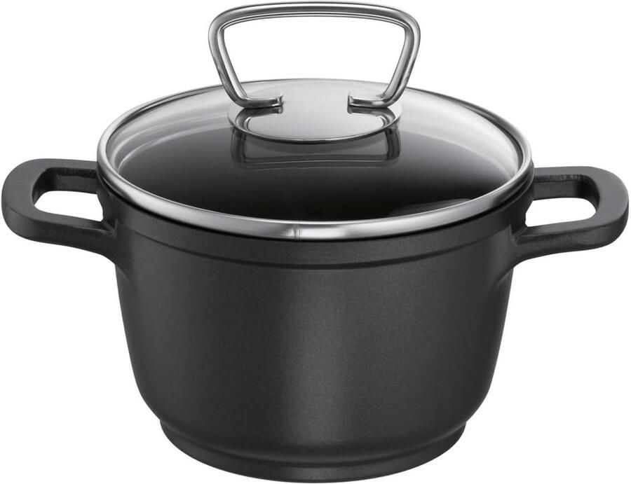 Mini vleespan Kleine pan Koken voor één Gietaluminium kwaliteit 12 cm Zwart