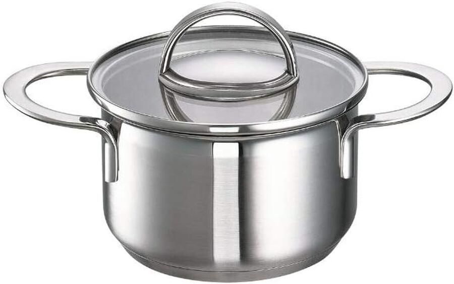 Mini vleespan Kleine pot Kleine porties maken Energiebesparend koken 12 cm diameter Zilver