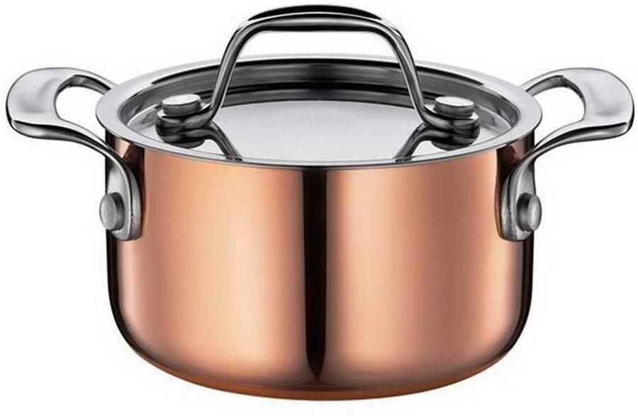 Mini Vleespan Koperen Pannetje Kleine Porties Koken 5-laags Materiaal 9 cm 0.4 Liter Koper