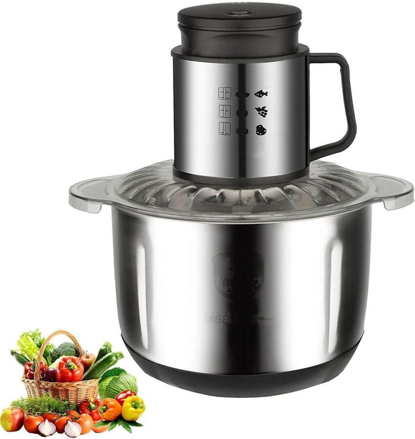 Mini Voedselhakmolen Keukenmachine Blender Efficiënt Koken Krachtige 1000W Motor 5 Liter Kom Zilver