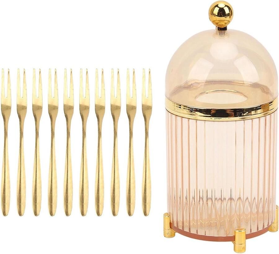 Mini Vorkjes Cocktail Vorkjes Voorgerechten Serveren Roestvrij Staal 10 Stuks 12cm Goudkleurig