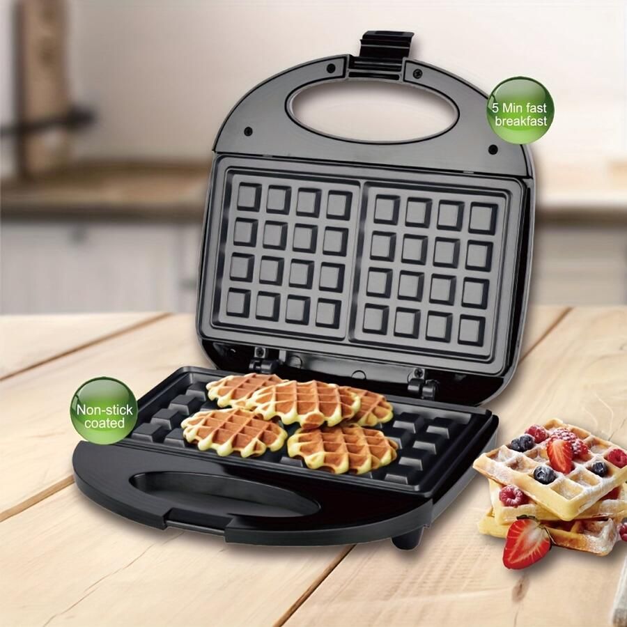 Mini wafel machine huishoudelijke lichte ontbijtmachine broodbakker zwart 23 * 22 5 * 24cm