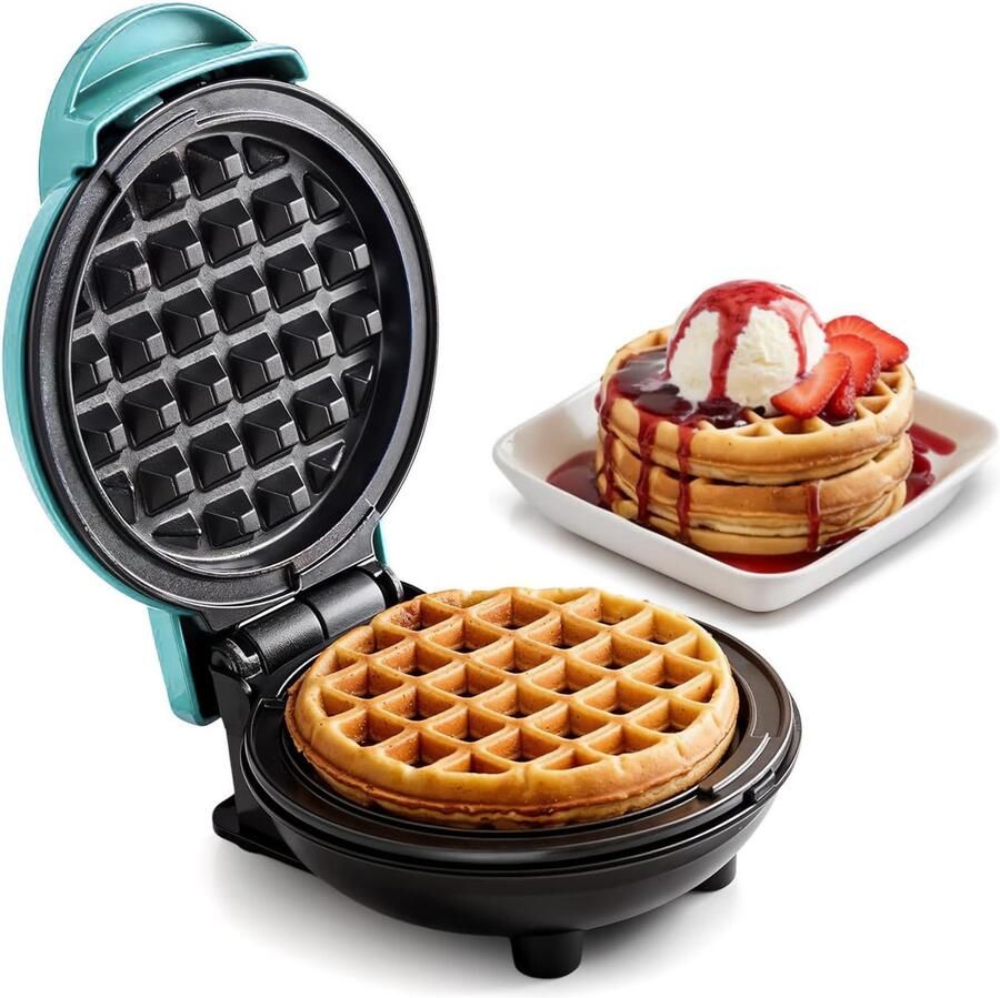 Mini wafel machine ontbijt snel klaar niet-klevende pot gemakkelijk te reinigen groen 12 * 16cm
