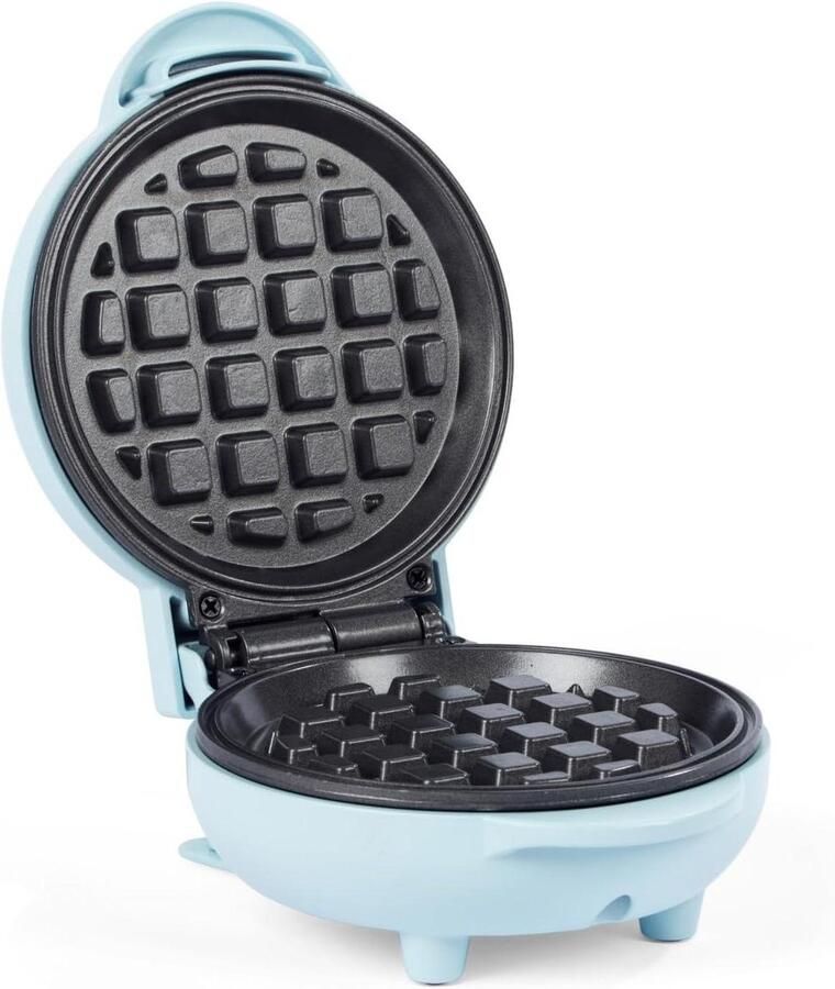 Mini Wafelijzer Apparaat Bakken Snelle Snacks Maken PFAS-vrije Antiaanbaklaag 11.5cm Plaat Matblauw