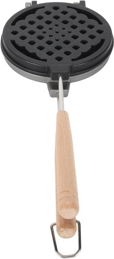 Wafelijzer Pan Gietijzer Bakplaat Ontbijt Maken Antiaanbaklaag 36 x 14 cm Zwart