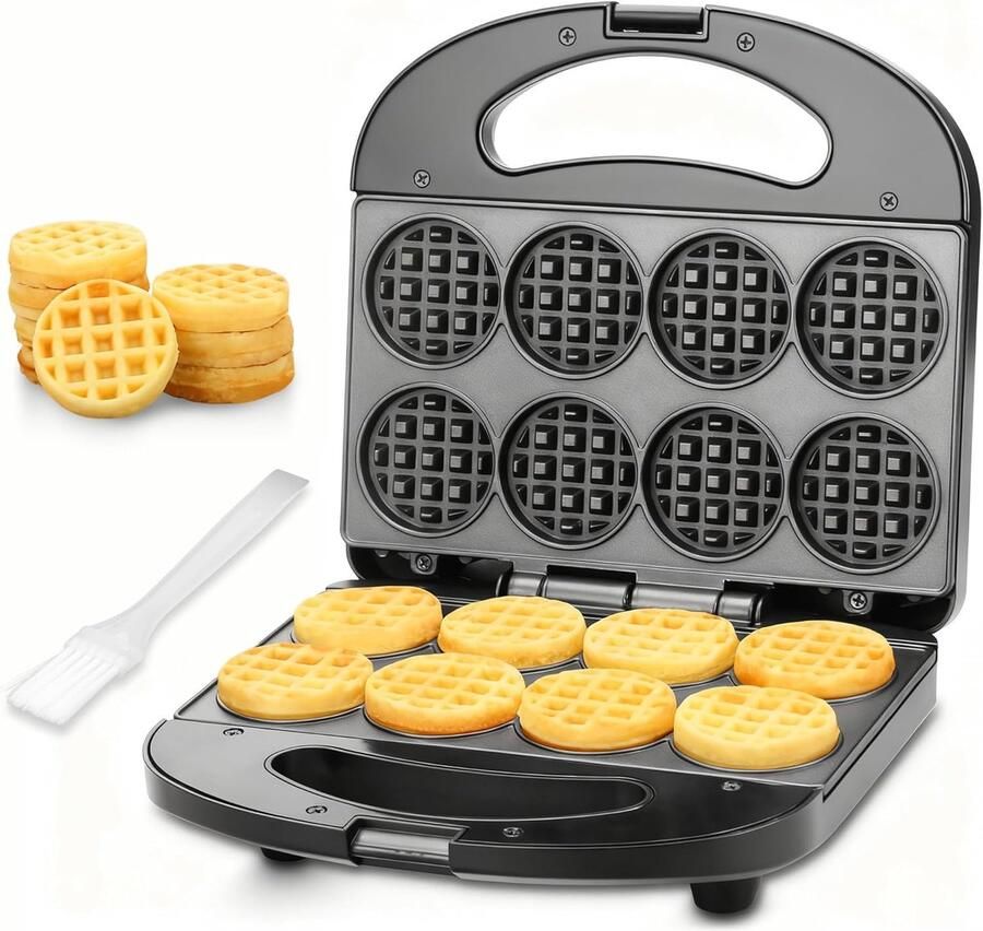 Mini Wafelijzer Apparaat Snelle Snacks 8 Mini Wafels 21 cm Zwart