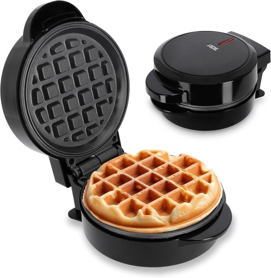 Mini-wafelijzer Belgische wafel in ronde vorm perfect voor één persoon feestje verjaardagsfeestje voor kinderen antiaanbaklaag van hoge kwaliteit 550 W zwart
