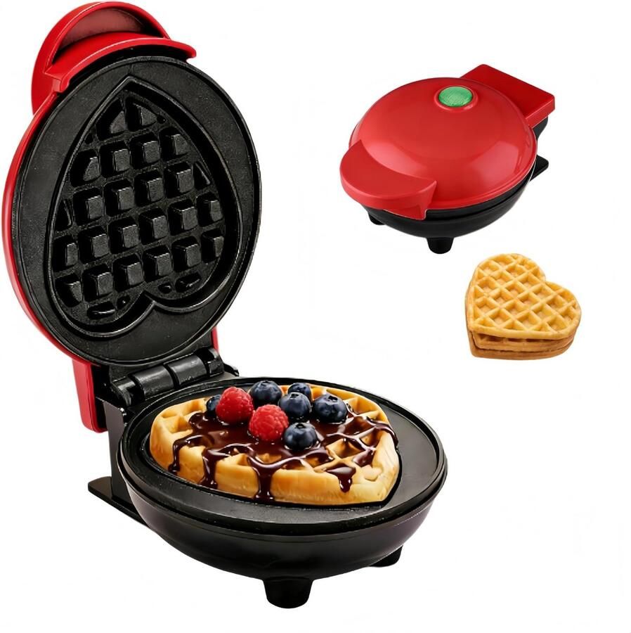 Mini Wafelijzer Hart Klein Wafelijzer Snelle Snacks Maken Hartvormig Motief 16x12x8 cm Rood