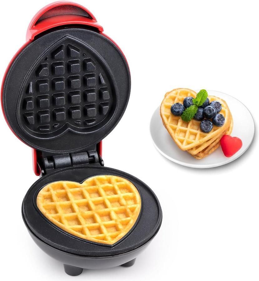 Mini wafelijzer hartvorm klein pistool met non-stick coating Belgische wafelmachine perfect voor klassiekers kinderverjaardagen en Kerstmis