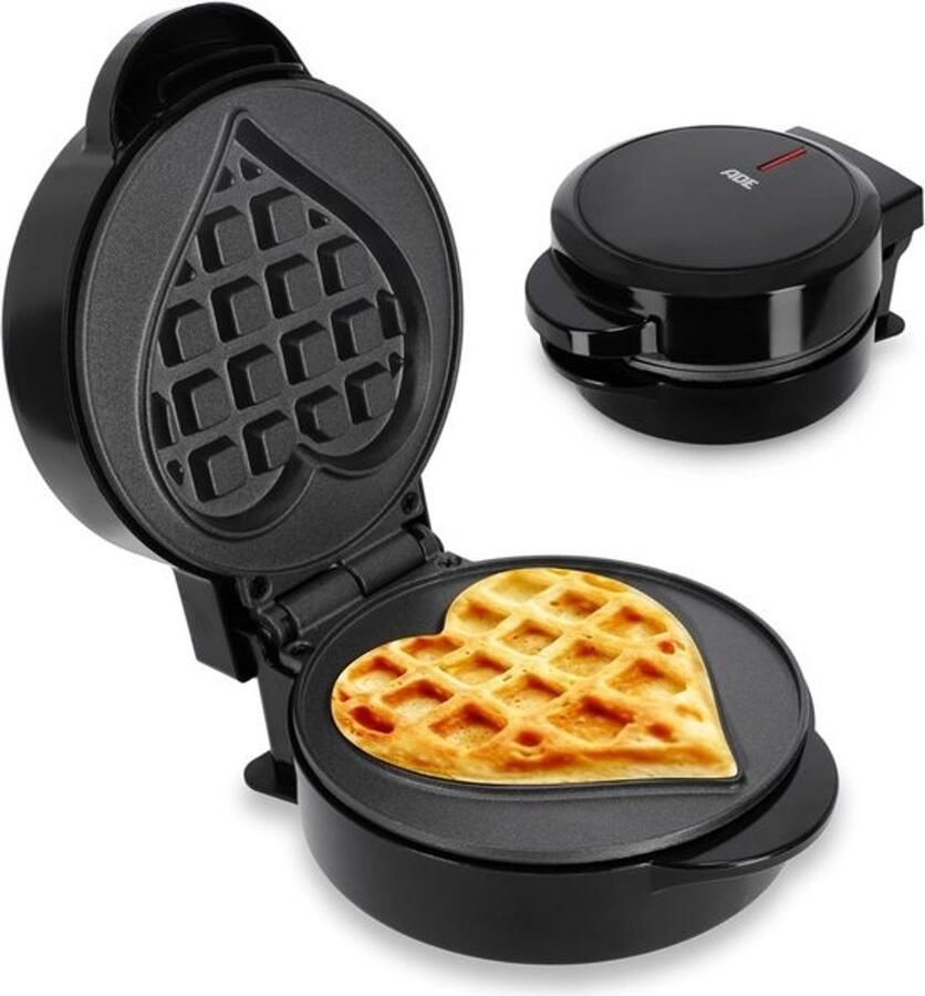 Mini Wafelijzer Hartvormig voor 1 Persoon Met Antiaanbaklaag 550W