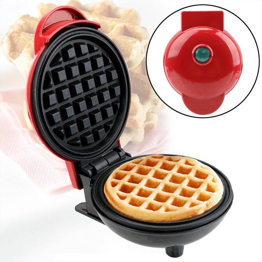 Mini wafelijzer Hartvormig wafelijzer Ontbijtwafelijzer Sandwichmaker Wafelijzer met antiaanbaklaag 12*16 2*7 cm Rood ABS