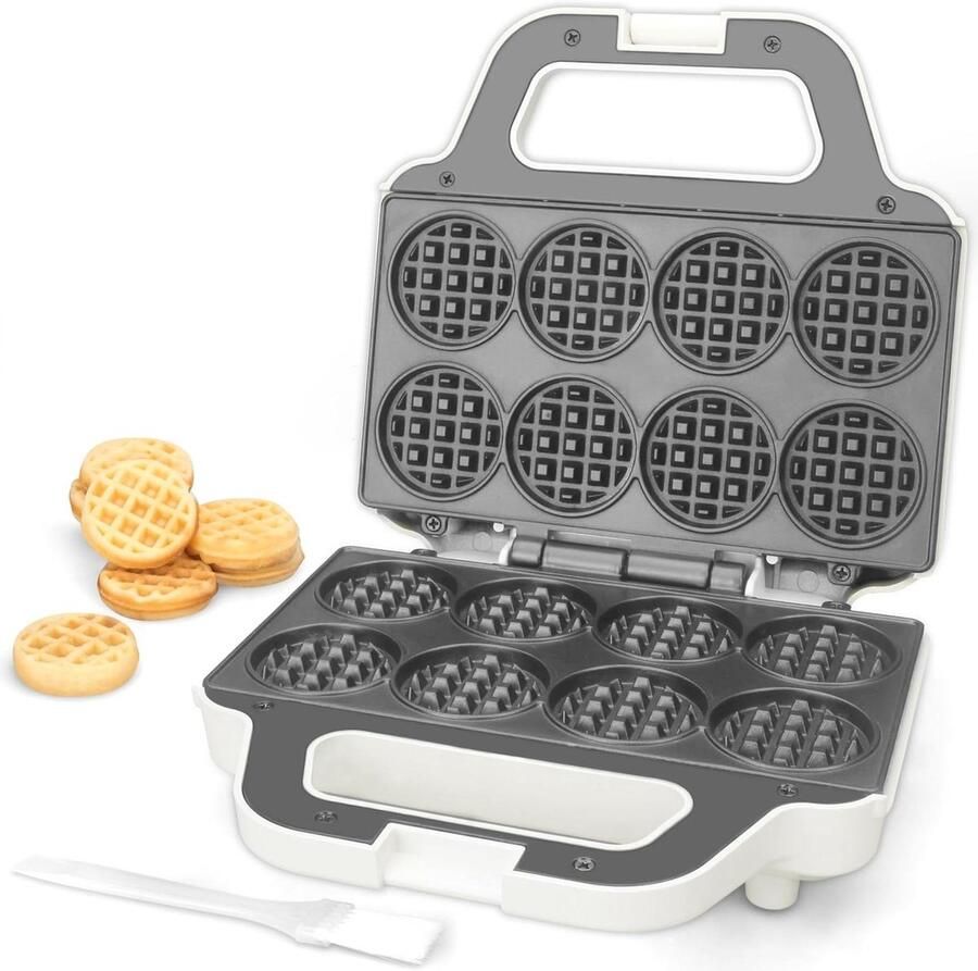 Mini Wafelijzer Kleine Wafelmaker Lekkere Wafels Maken Antiaanbaklaag 8 x 5 cm Wit