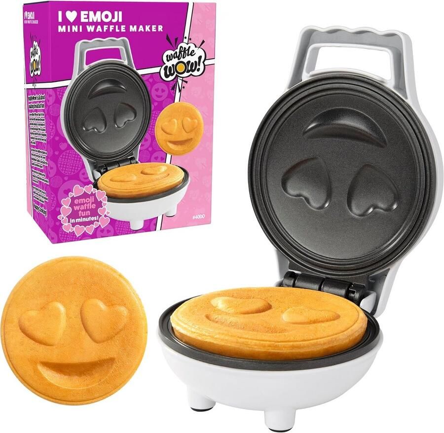 Mini Wafelijzer met Hartjesogen en Smiley voor Kinderontbijt