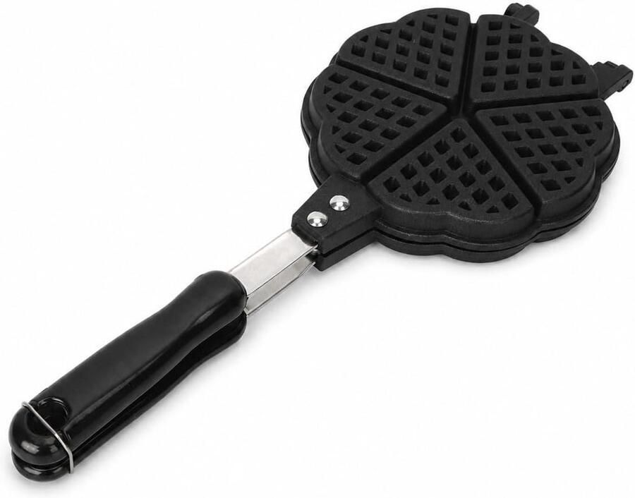 Mini Wafelijzer Pan Sandwich Toaster Koken voor onderweg Lichtgewicht en draagbaar 15 x 37 cm Zwart