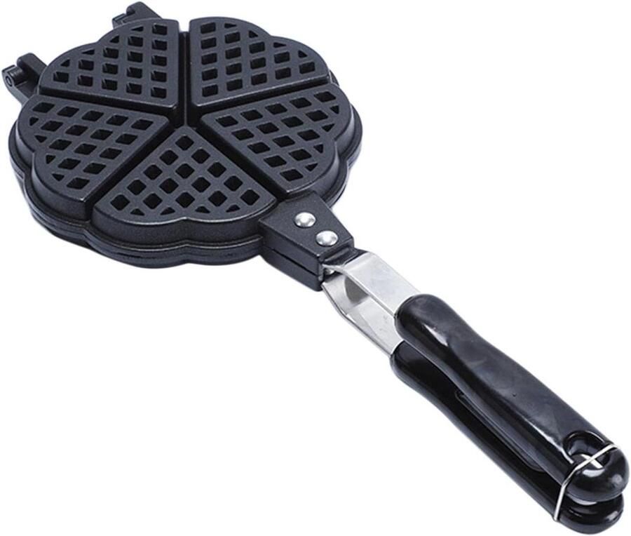 Mini Wafelijzer Pan Snack Maker Ontbijt Maken Antiaanbaklaag 37 x 16 cm Zwart