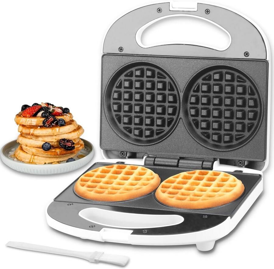 Mini Wafelijzer voor 2 Klassieke Wafels Compact & Antiaanbaklaag