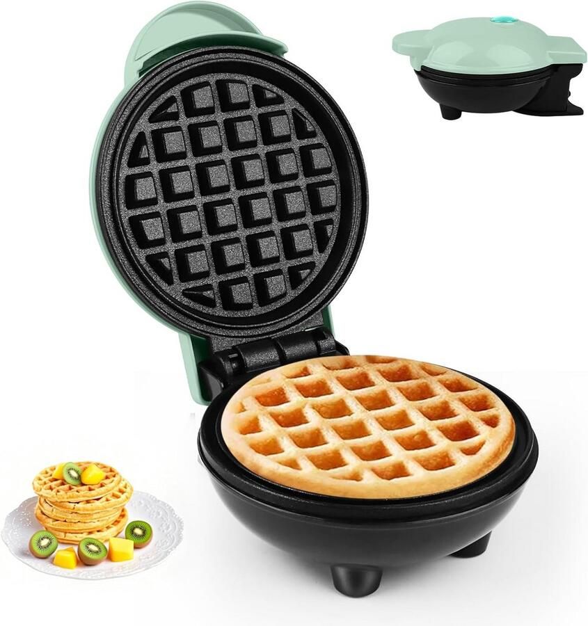Mini Wafelijzer voor Belgische Wafels Ø 10 cm 350 W Dubbelzijdige Verwarming