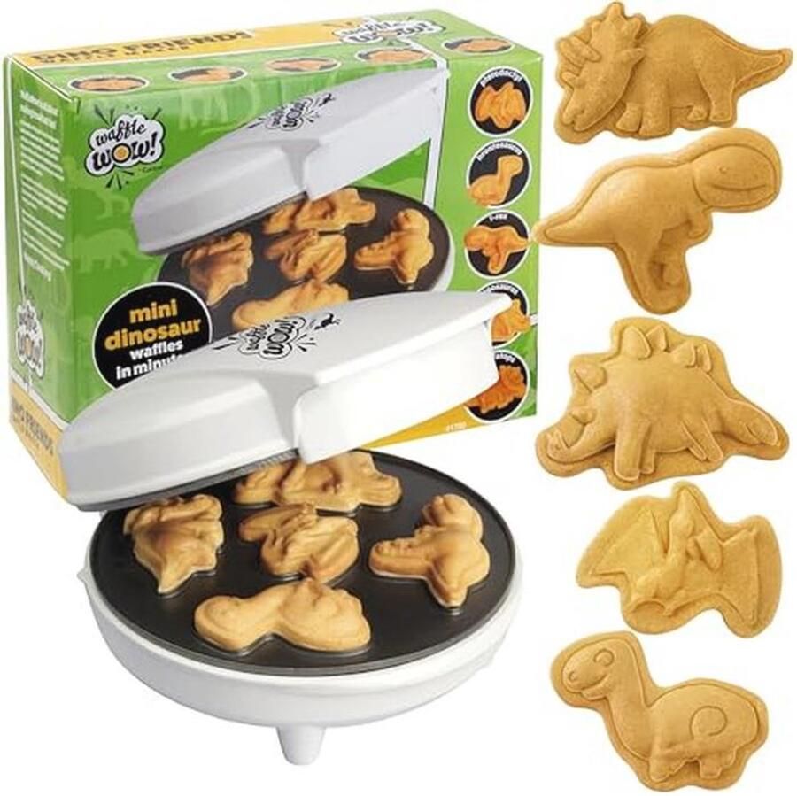 Mini Wafelijzer voor Dinosaurus Vormpjes – Met Antiaanbaklaag – Perfect voor Kinderen en Volwassenen