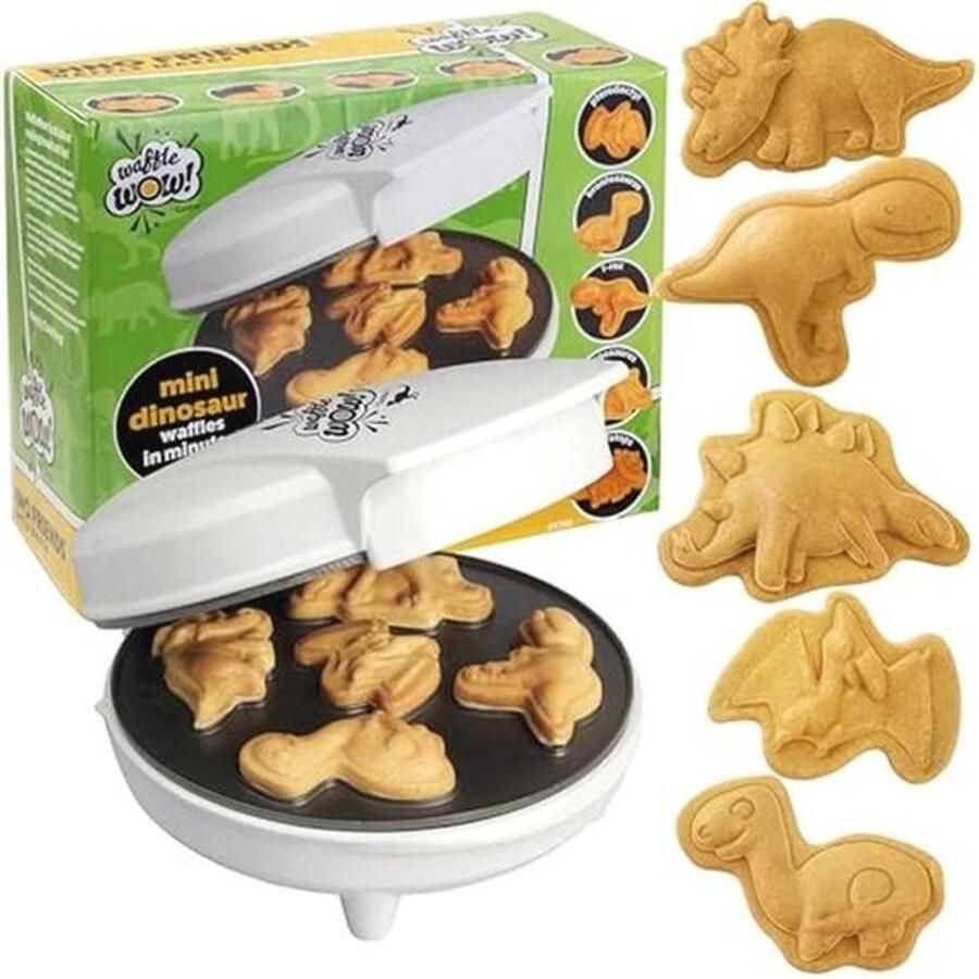 Mini wafelijzer voor dinosaurusvormpjes – met antiaanbaklaag – leuk voor kinderen en volwassenen
