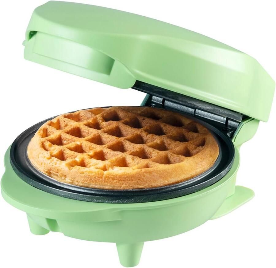 Mini-wafelijzer voor klassieke wafels kleine wafelmaker met antiaanbaklaag voor kinderverjaardagen familiefeesten Pasen of Kerstmis retro design mint mat