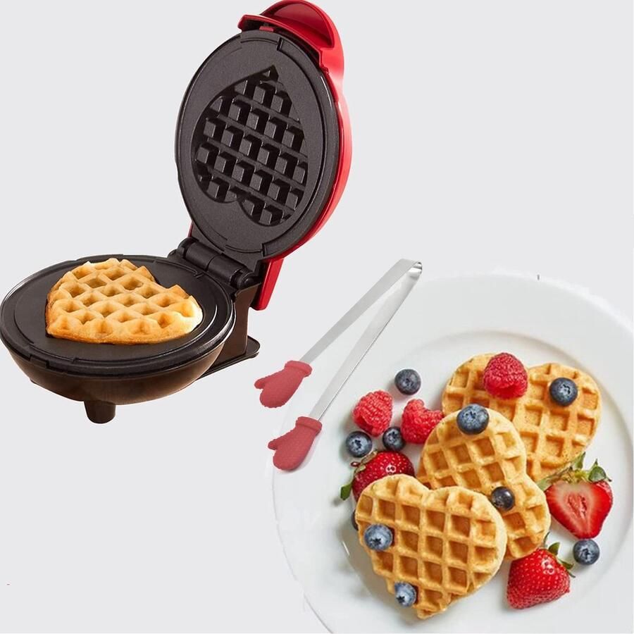 Mini wafelijzer wafelmachine. Klein wafelijzer met antiaanbaklaag perfect voor kinderverjaardagen familiefeestjes Pasen of Kerstmis