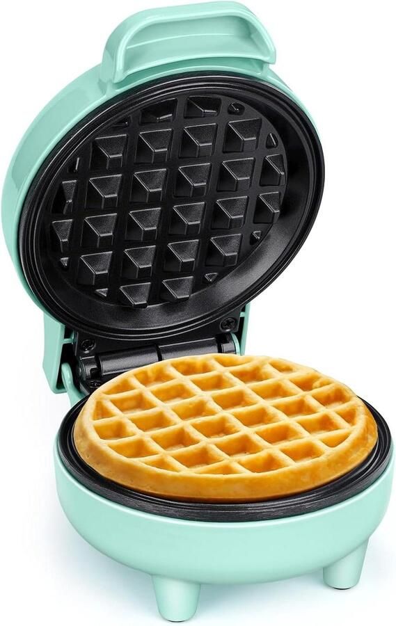 Mini Wafelijzer Wafelmaker Compact Kleine Porties Bakken Automatische Temperatuur 10 cm Platen Groen