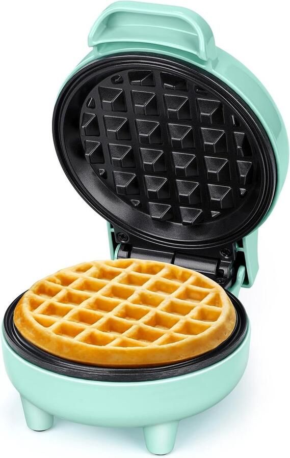 Mini Wafelijzer Wafelmaker Compact Kleine Porties Maken Antiaanbaklaag Snel Reinigen 10 Cm Platen Groen
