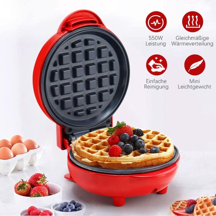 Mini Wafelijzer Wafelmaker Waffle Maker Non-Stick