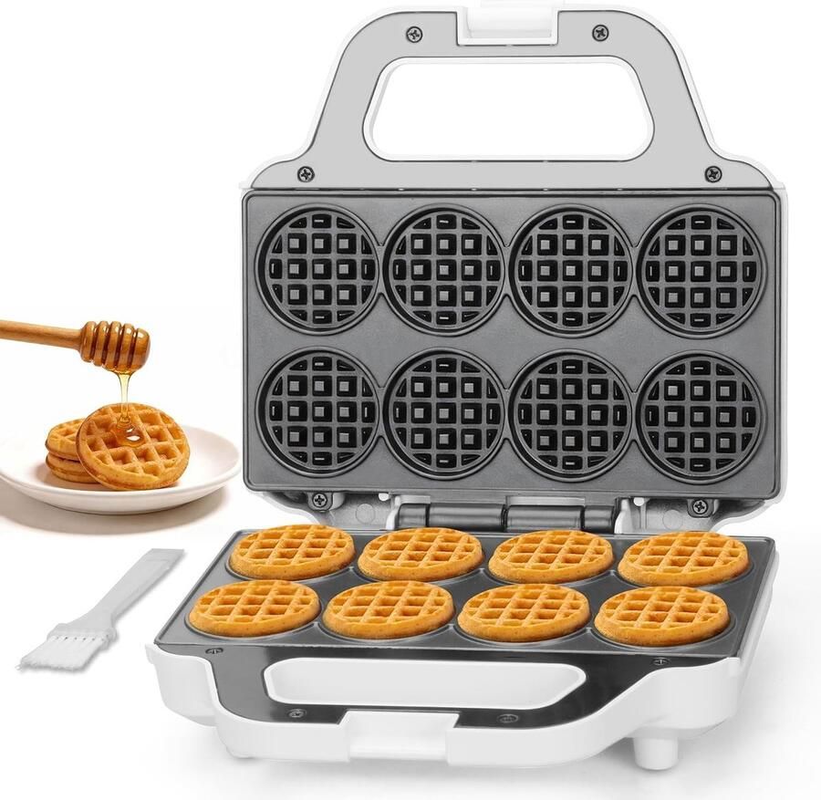 Mini Wafelijzer Wit Compact en Eenvoudig in Gebruik Perfect voor Kinderen Ideaal voor Creatieve Gerechten