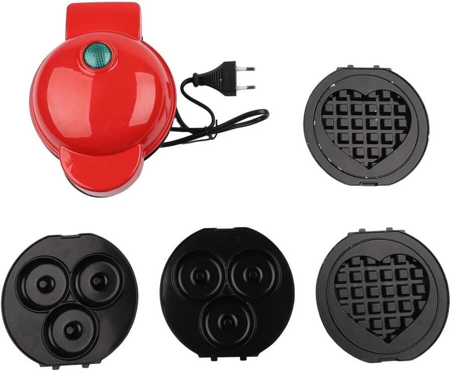 Mini Wafelmaker Pannenkoek Maker Snelle Snacks Maken 4-in-1 Verwisselbare Platen 19 x 18 x 10 cm