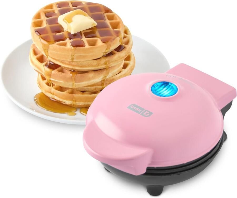 Mini Wafelmaker voor Panini's Hash Browns en Meer 4 Inch Roze