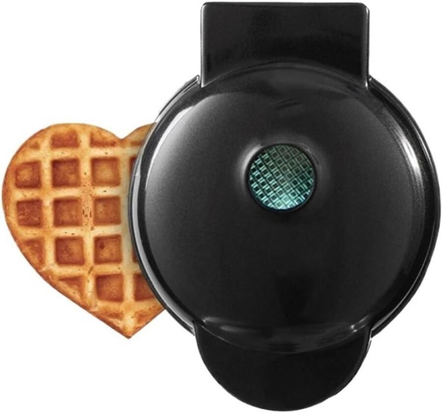 Mini Wafelmaker Wafelijzer Kinderen Ontbijt Maken Antiaanbaklaag 100x100x100 mm Zwart