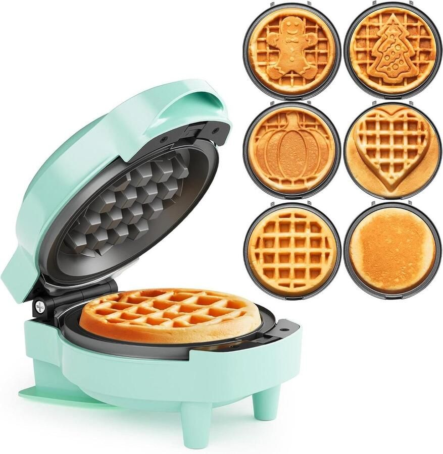 Mini Wafelmaker Wafelijzer Pannenkoekenmaker Kleine Snacks Maken Verwisselbare Platen 4 inch Zwart