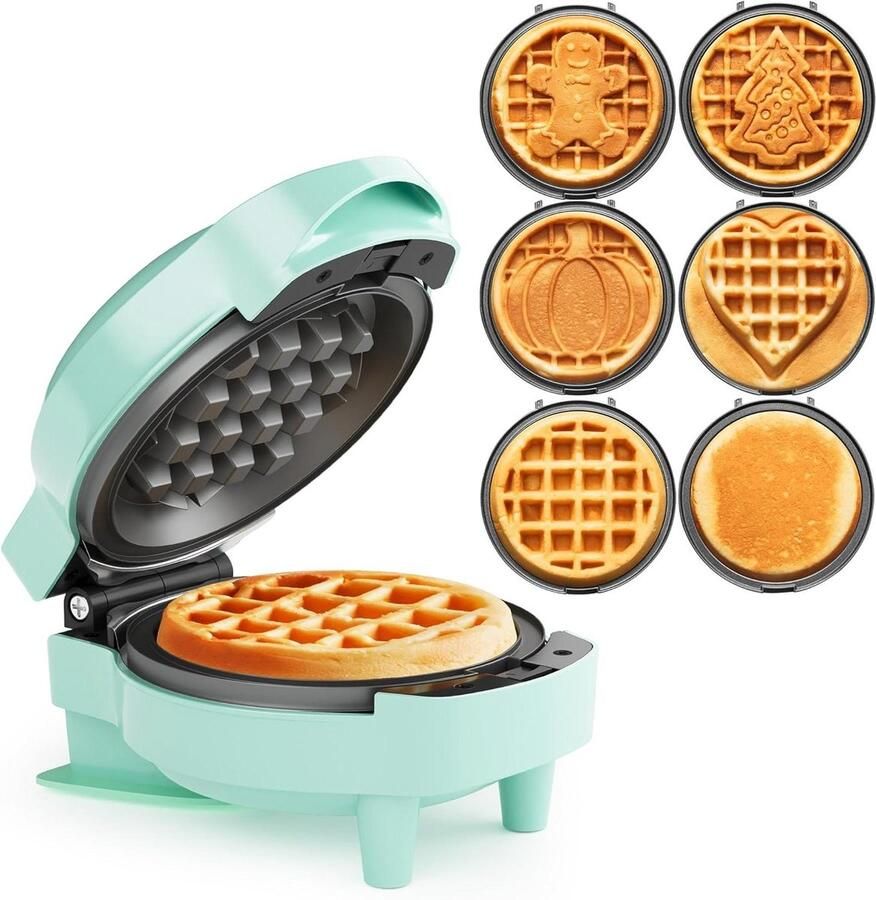 Mini Wafelmaker Wafelijzer Pannenkoekenmaker Snelle Snacks Maken Verwisselbare Platen 4 inch Zilver