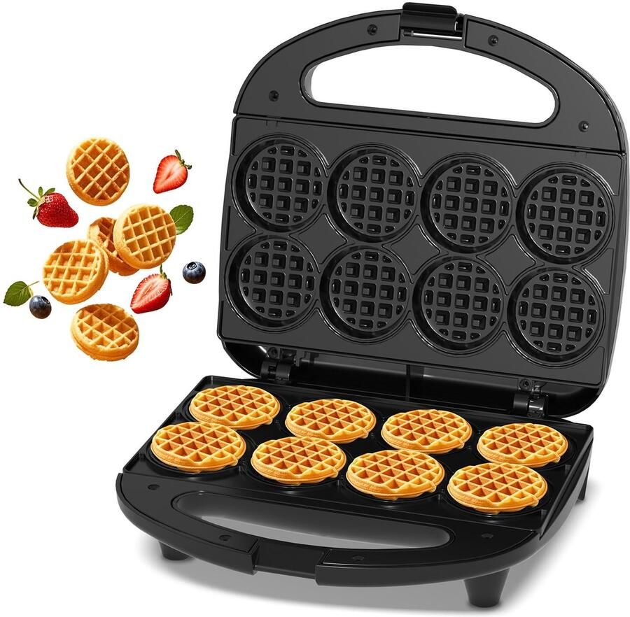 Mini Waffle Maker Bakt 8 miniwafels van 5 cm Compact en eenvoudig te reinigen
