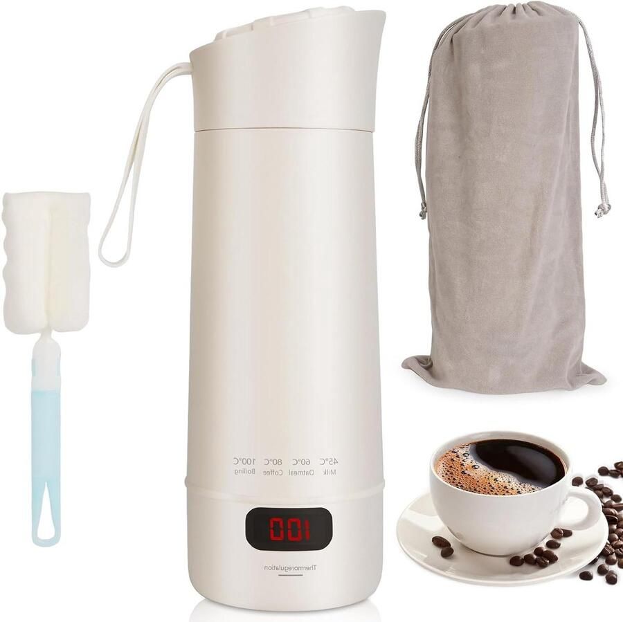 Mini Waterkoker Elektrische Beker Warme Dranken Maken Temperatuur Instelbaar 400 ml Wit