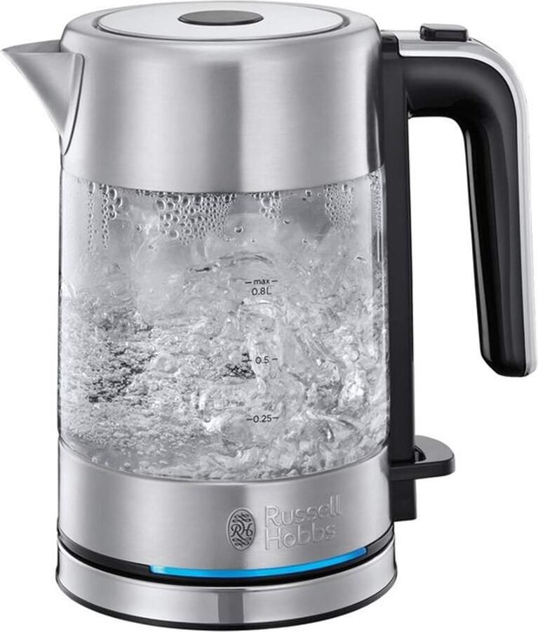 Mini Waterkoker Glas (0 8L) Ruimtebesparend Extra Zuinig Gemakkelijk Reinigbaar Glas RVS Verlichte Basis 2200 Watt 24191-70