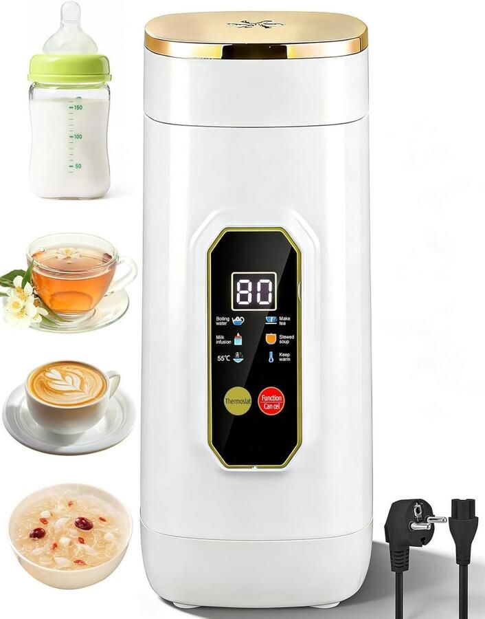 Mini Waterkoker Roestvrijstaal 6 Temperatuurinstellingen LED Temperatuurweergave Voor Thuis en Reizen