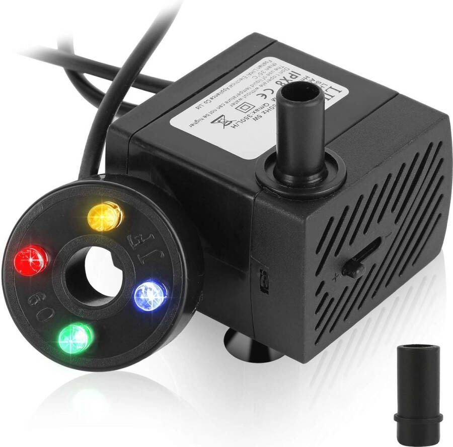 Mini-waterpomp voor aquarium en vijver met LED verlichting en instelbaar watervolume