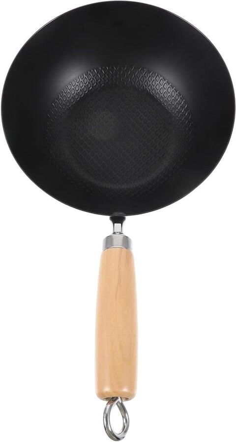 Mini Wok Koekenpan Antiaanbak Kookgerei Snel Koken Ergonomische Handgreep 37 cm Zwart