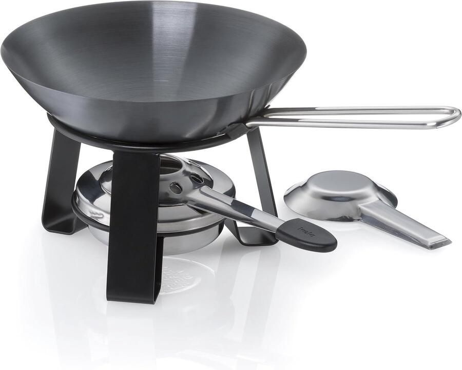Mini Wok Set met Rechaud en Brander Ø 18 cm PFAS-vrij Koken aan Tafel