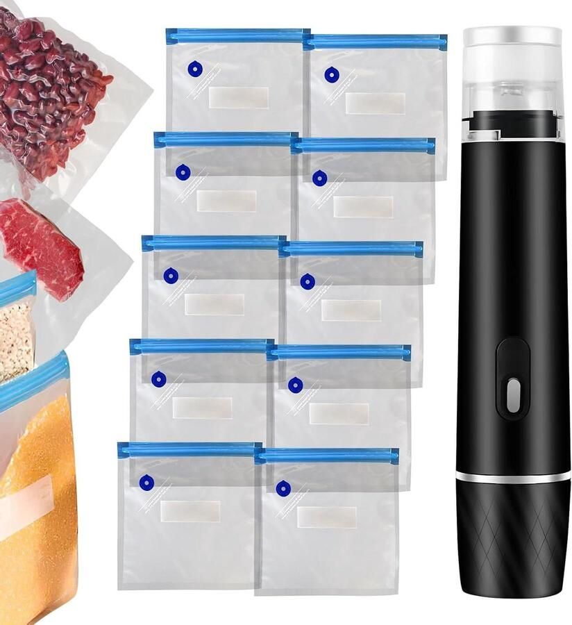 Mini Zaksealer Draagbare Sealer Voedsel Vers Houden Efficiënte Tweestaps Afdichting 800 mAh Zwart