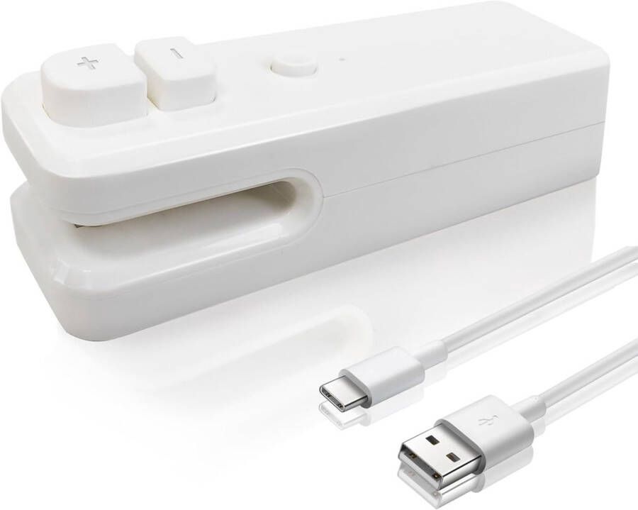 Mini zaksealer Mini-folielasapparaat Met snijder Verzegelingsapparaat Draagbare zaksealer Heat sealer apparaat voor zakjes Oplaadbare mini bag sealer Warmte Sluitmachine Vacuüm Voedsel Sealer Zaksealer voor koekjes Wit