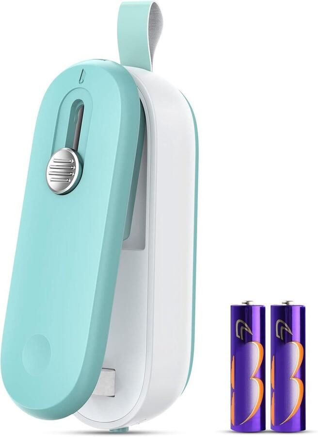Mini Zaksealer Snijder Voedsel Vers Houden 2-in-1 Functie Batterij Aangedreven Groen Wit