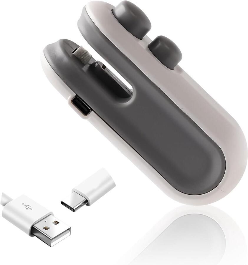 Mini Zakverzegelaar Zakhersluiter Snijder Voedsel Vers Houden 2-in-1 Afdichten Snijden 9.4x3.3x4.5 cm Wit