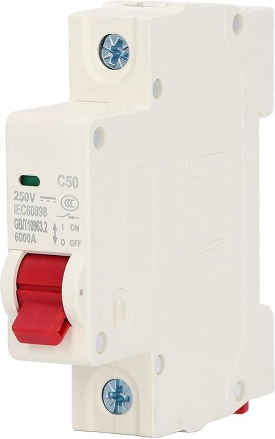 Miniature stroomonderbreker 1P Solar PV System Isolator 50A DIN Rail Mount DC250V 6000A Gesegmenteerde capaciteit DZ47 63Z C50