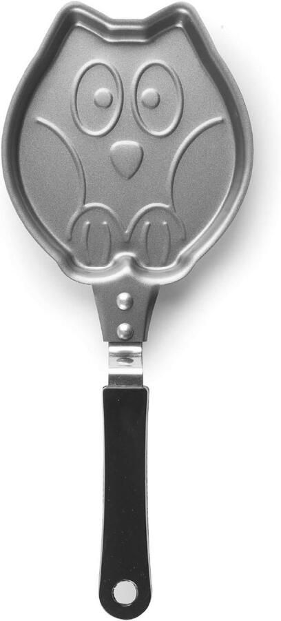Minikoekenpan Uil Pannenkoekenpan Koekenpan Pannenkoekjes Bakken Antiaanbaklaag 15 x 11 cm Zilver