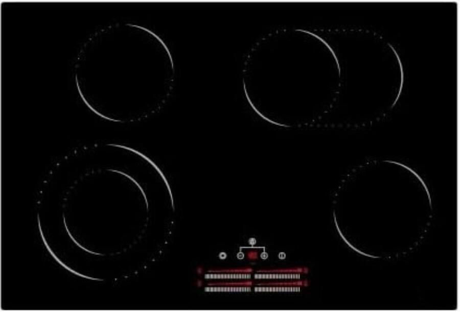 MIRA Elektrische Kookplaat 4 Pits Elektrische Fornuis Elektrische Kookplaat Vrijstaand 4 Kookzones Kinderslot Zwart 59cm x 52cm x 5cm