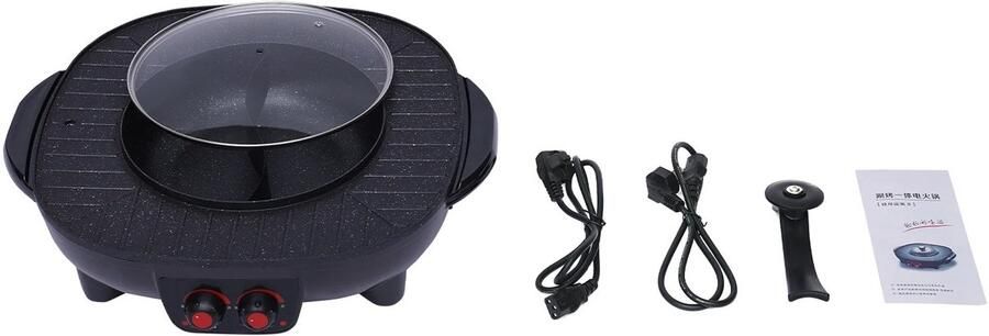 Miryx 2-in-1 Elektrische Grill Hot Pot 2000W Non-stick 3L Voor 5-6 Personen- Premium aluminium