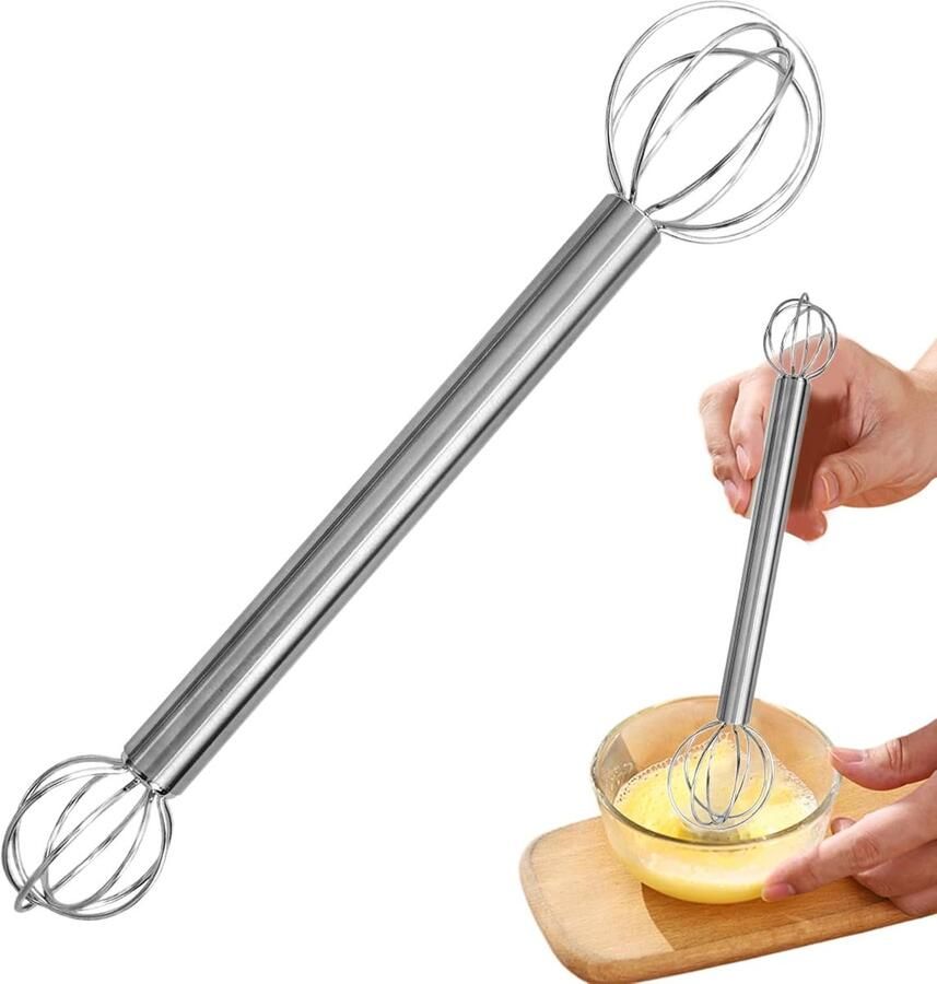 Miso Muddler Mixer Keukengerei Sausen en Beslag Maken Dubbelzijdig Ontwerp 20 cm Lengte Zilverkleurig